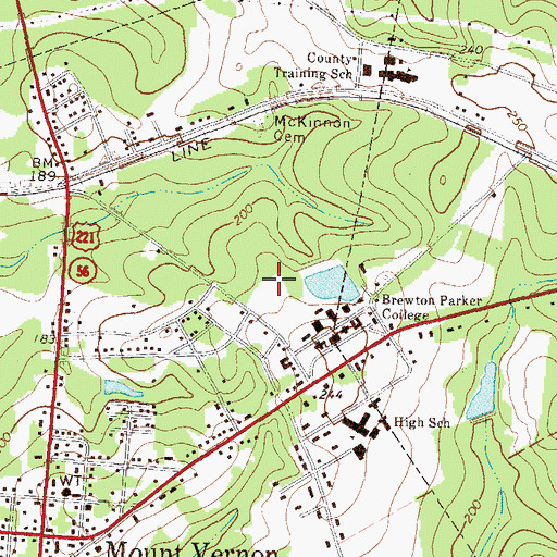 Topographic Map of Brewton - Parker College Mount Vernon Campus Saliba Chapel, GA