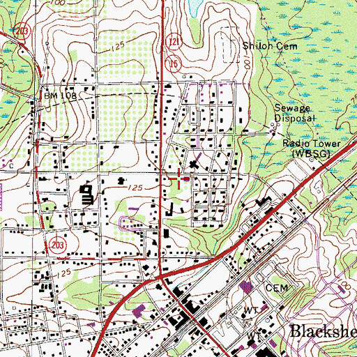 Topographic Map of Blackshear Church of God, GA