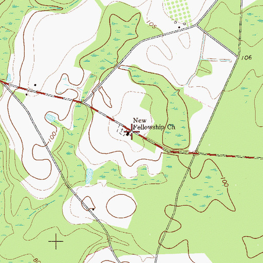 Topographic Map of Fellowship Primitive Baptist Church, GA