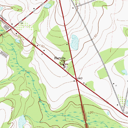 Topographic Map of Harville Baptist Church, GA