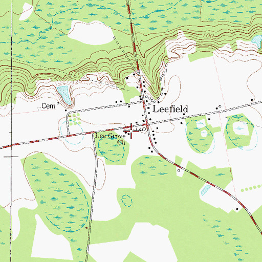 Topographic Map of Leefield Baptist Church, GA