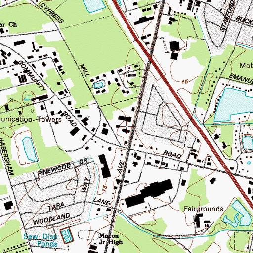 Topographic Map of Altama Presbyterian Church, GA