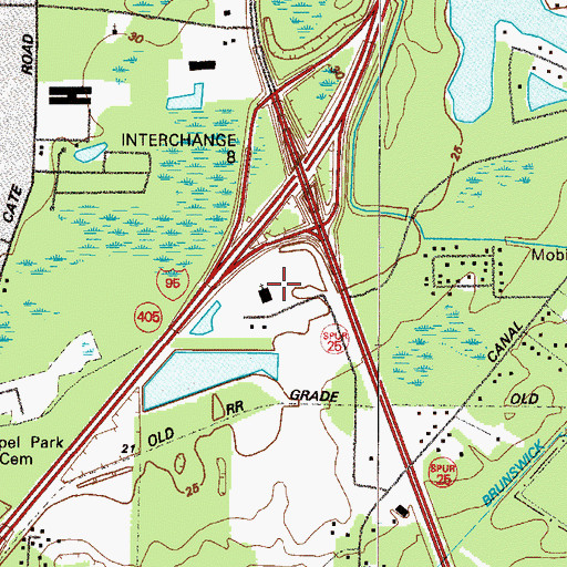 Topographic Map of Golden Isles Church of God, GA