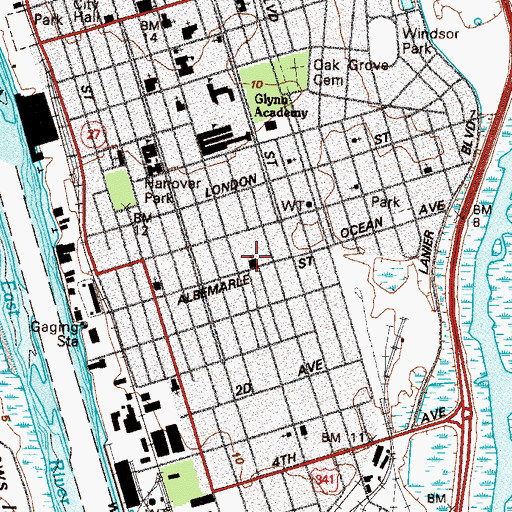 Topographic Map of City of Refuge Mission Church of God, GA