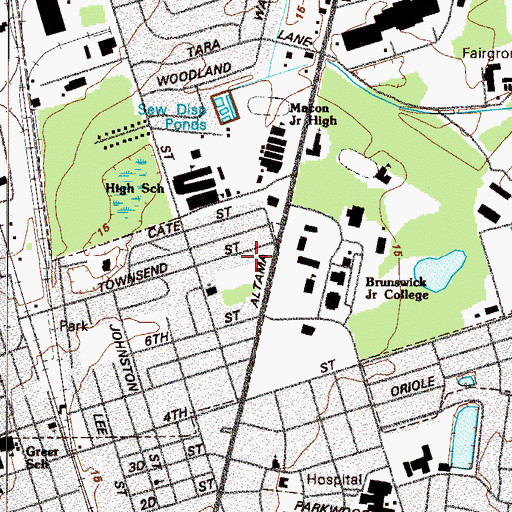 Topographic Map of College Place Methodist Church, GA