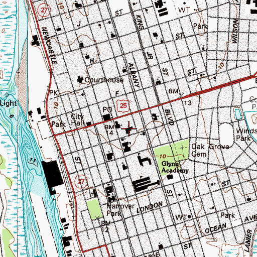 Topographic Map of First United Methodist Church, GA