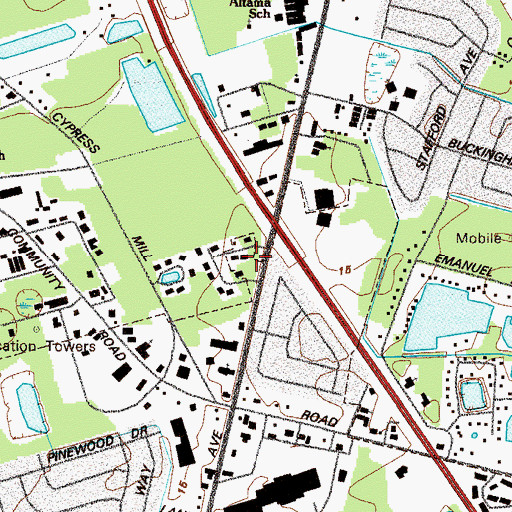 Topographic Map of Kingdom Hall of Jehovahs Witnesses, GA