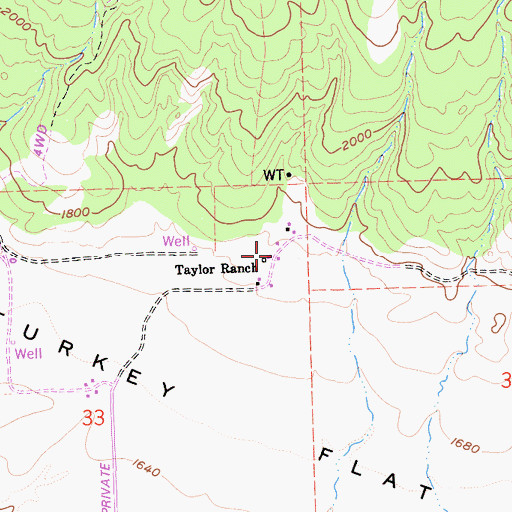 Topographic Map of Taylor Ranch, CA