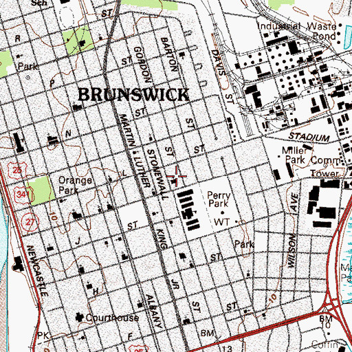 Topographic Map of Newberry Free Will Baptist Church, GA