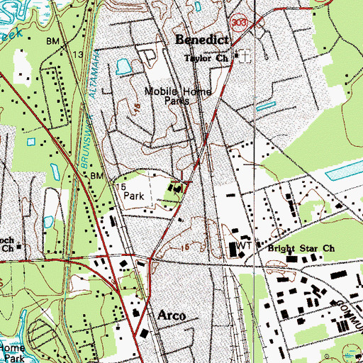 Topographic Map of Pine Ridge Baptist Church, GA