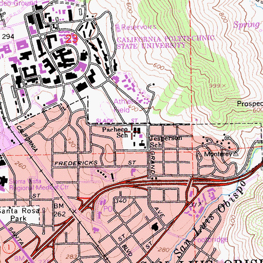 Topographic Map of Teach Elementary School, CA