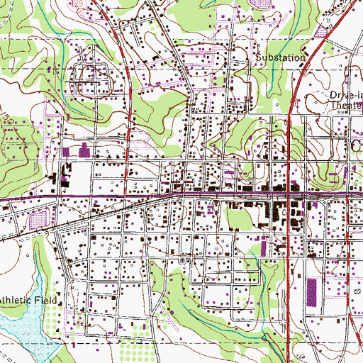 Topographic Map of First United Methodist Church, GA