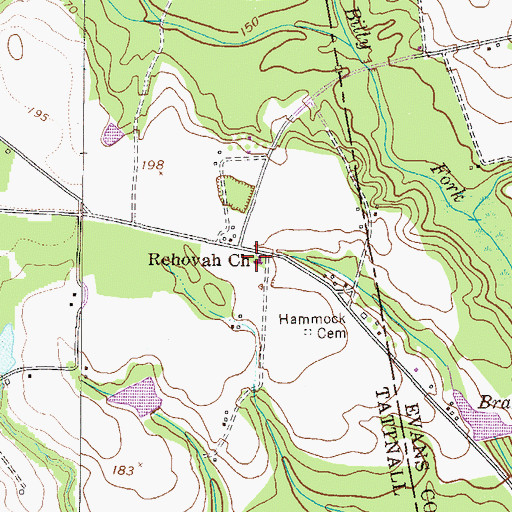Topographic Map of Rehoboth Baptist Church, GA