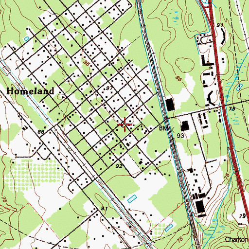 Topographic Map of Homeland Pentecostal Church, GA