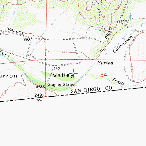 Topographic Map of Tecate Creek, CA