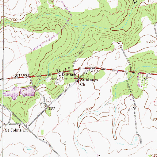 Topographic Map of Saint Marys Baptist Church, GA