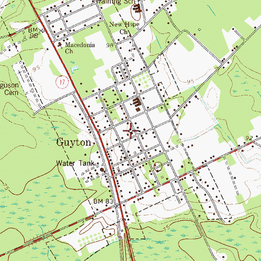 Topographic Map of Guyton United Methodist Church, GA