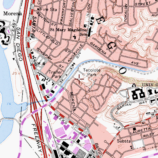 Topographic Map of Tecolote Park, CA
