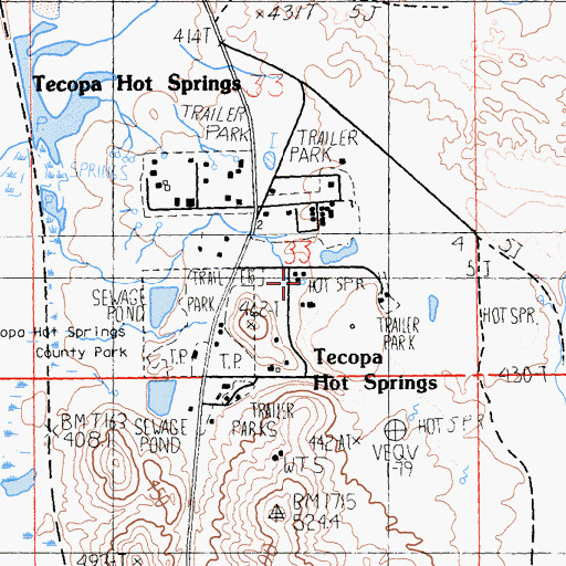 Topographic Map of Tecopa Hot Springs, CA