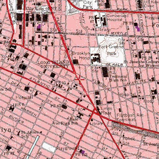 Topographic Map of Fox Theatre (historical), NY