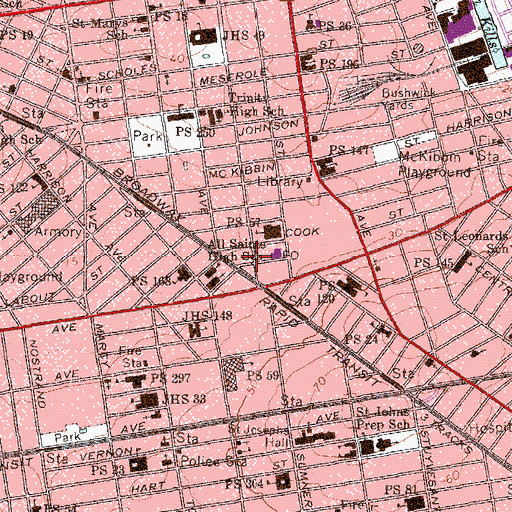 Topographic Map of Folly Theatre (historical), NY