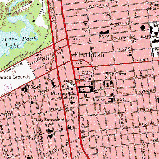 Topographic Map of Flatbush Theatre (historical), NY