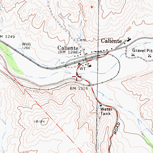 Topographic Map of Tehachapi Creek, CA
