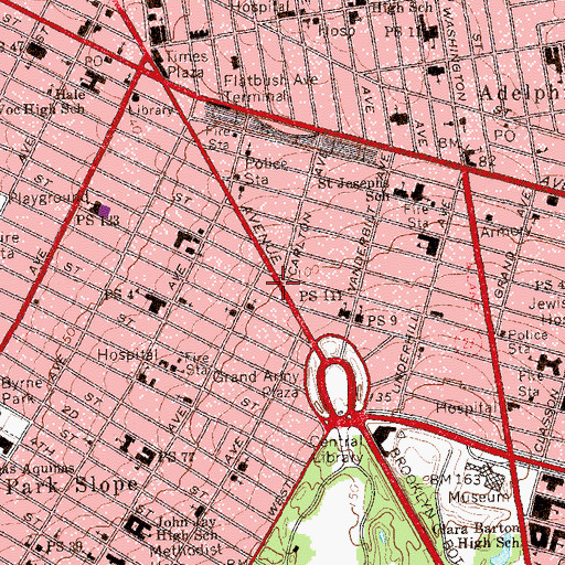 Topographic Map of Flatbush Pavilion (historical), NY