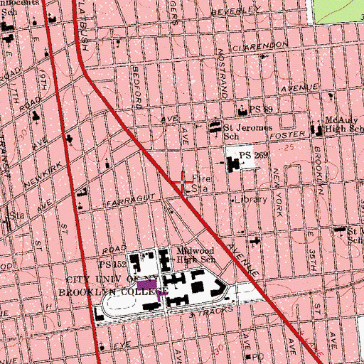 Topographic Map of Farragut Theater (historical), NY