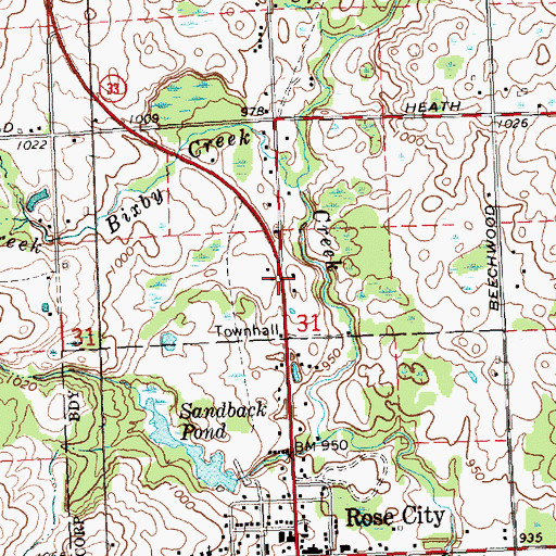 Topographic Map of New Hope Baptist Church, MI