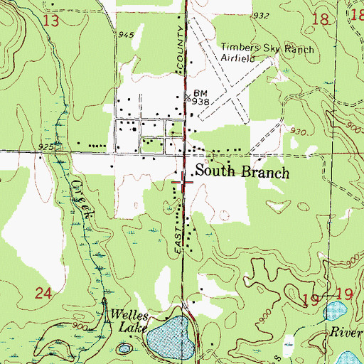Topographic Map of South Branch Station (historical), MI