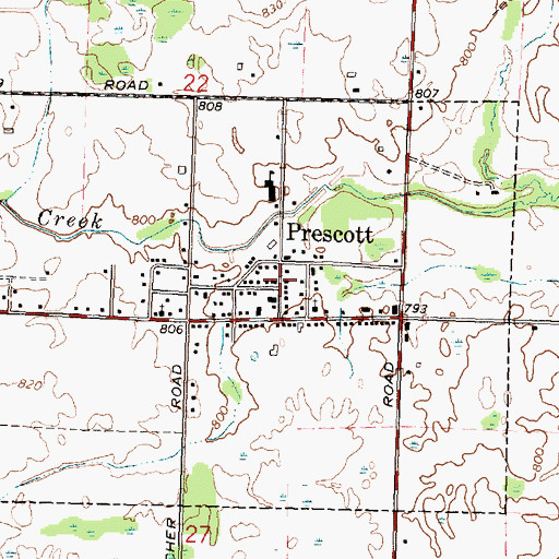 Topographic Map of Prescott Post Office, MI