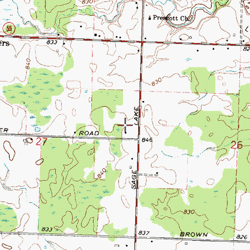 Topographic Map of Edgewood Greens Golf Course, MI