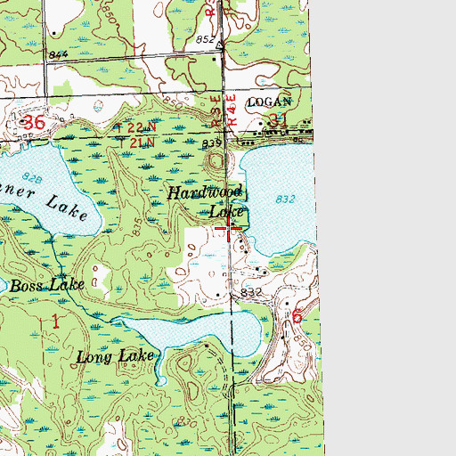 Topographic Map of Hardwood Lake Campground, MI
