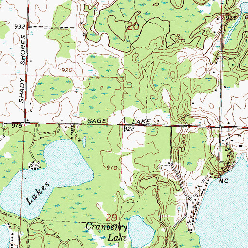 Topographic Map of Lost Valley Campgrounds, MI