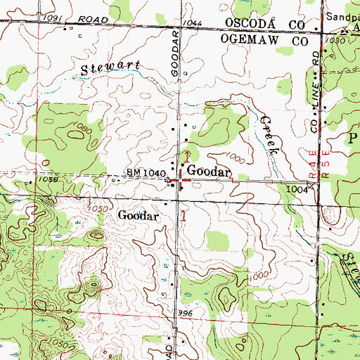 Topographic Map of Goodar Post Office (historical), MI