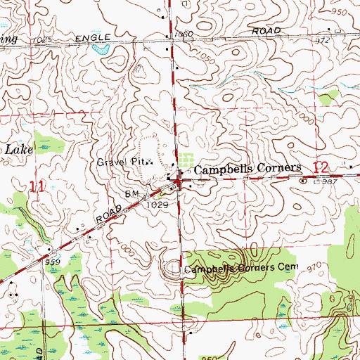 Topographic Map of Campbells Corners Post Office (historical), MI