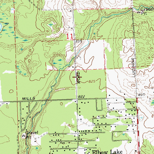 Topographic Map of Mills Cemetery, MI