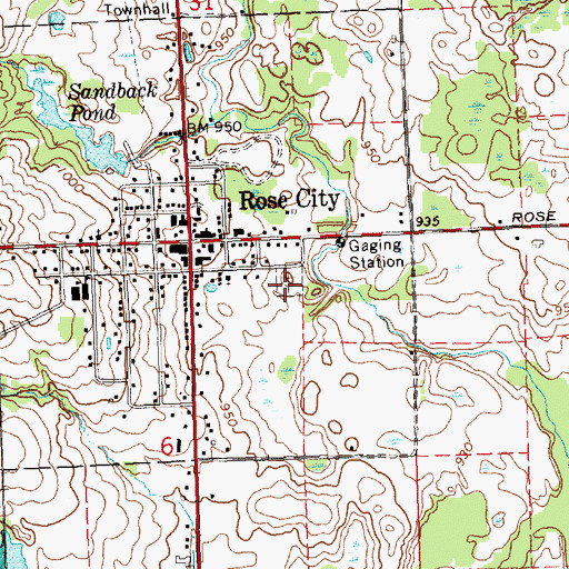 Topographic Map of Rose City Cemetery, MI