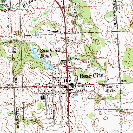 Topographic Map of Big Fire Historical Marker, MI