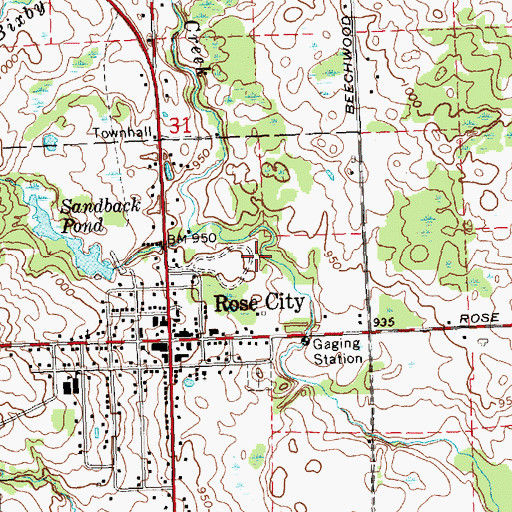 Topographic Map of Cleveland Park Pavilion Historical Marker, MI