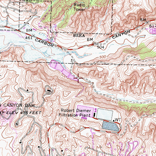 Topographic Map of Telegraph Canyon, CA