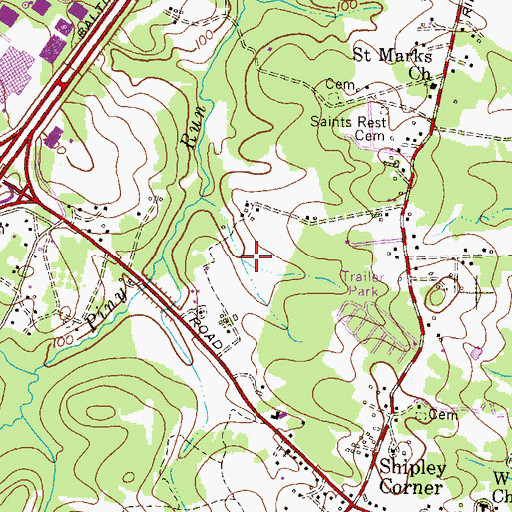 Topographic Map of Airport 100 Business Park, MD