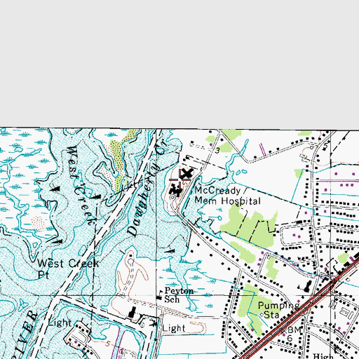 Topographic Map of Alice Byrd Tawes Nursing Home, MD