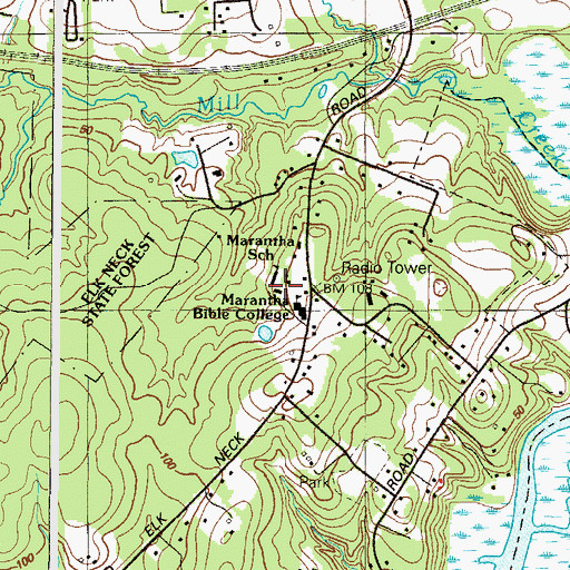 Topographic Map of Antioch New Testament Baptist Church, MD