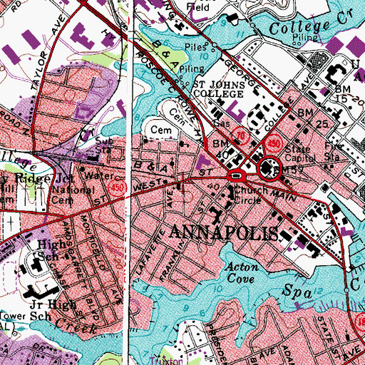 Topographic Map of Asbury United Methodist Church, MD