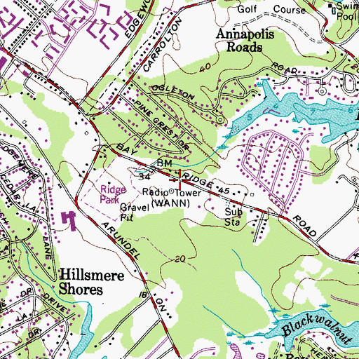 Topographic Map of Bay Ridge Christian Church, MD