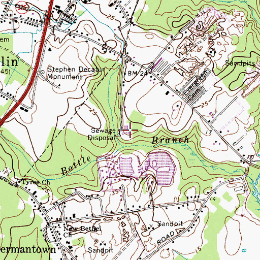 Topographic Map of Berlin Wastewater Treatment Plant, MD