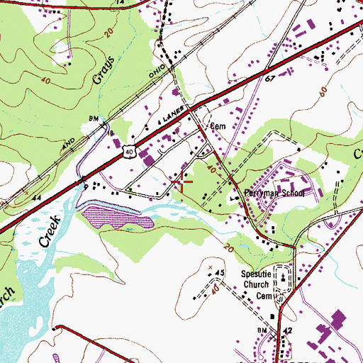 Topographic Map of Blessed Hope Baptist Church, MD