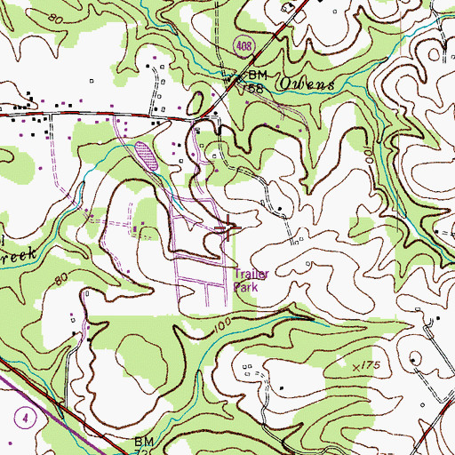 Topographic Map of Boone's Mobile Estates, MD